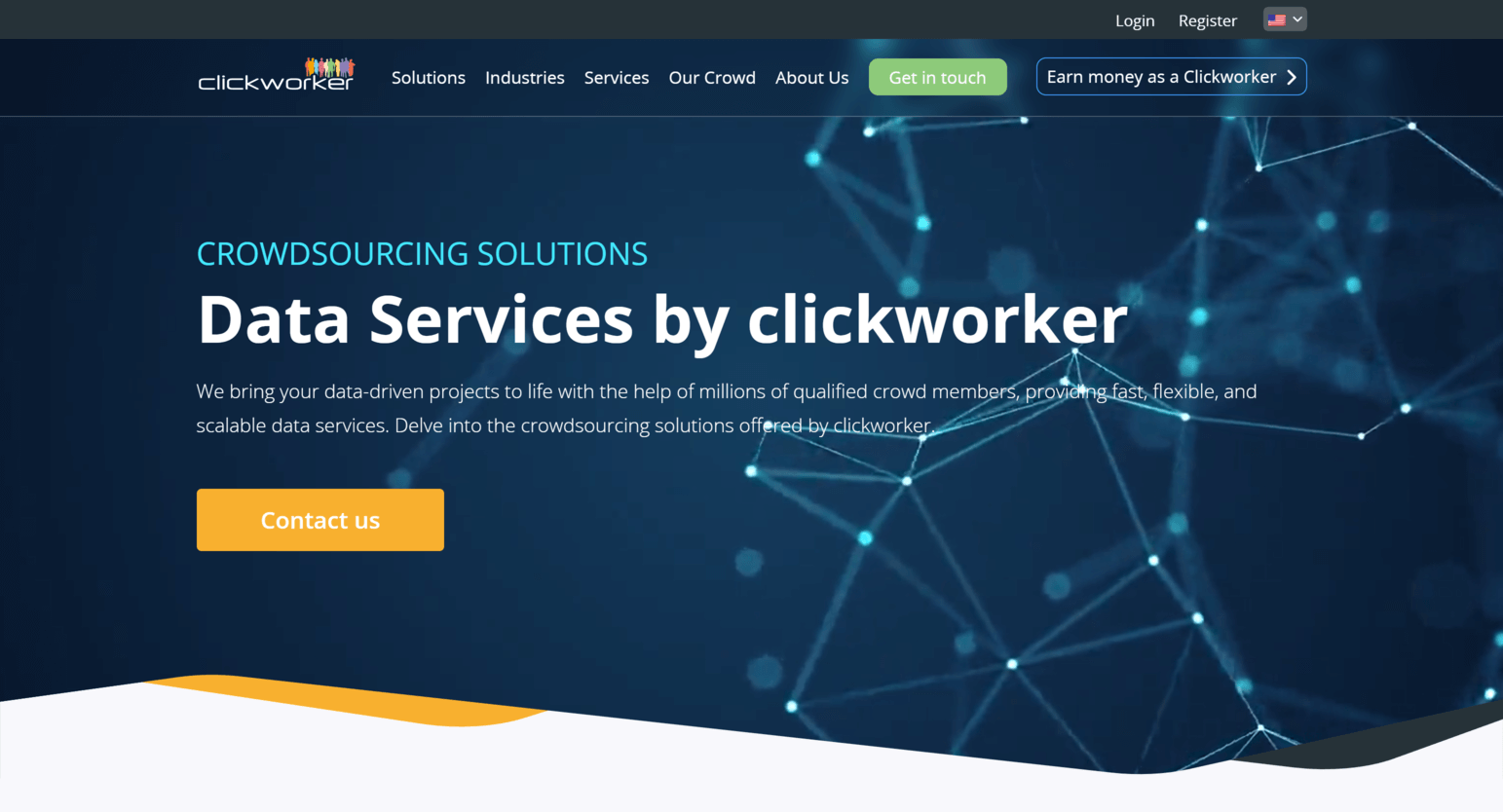 Página inicial Clickworker mostrando uma visão geral da plataforma e oportunidades de ganhos