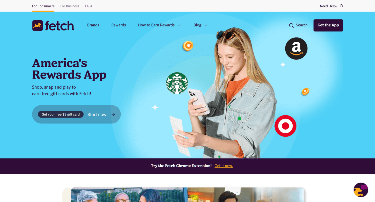 Strona główna Fetch Rewards pokazująca przegląd platformy i możliwości zarobkowe