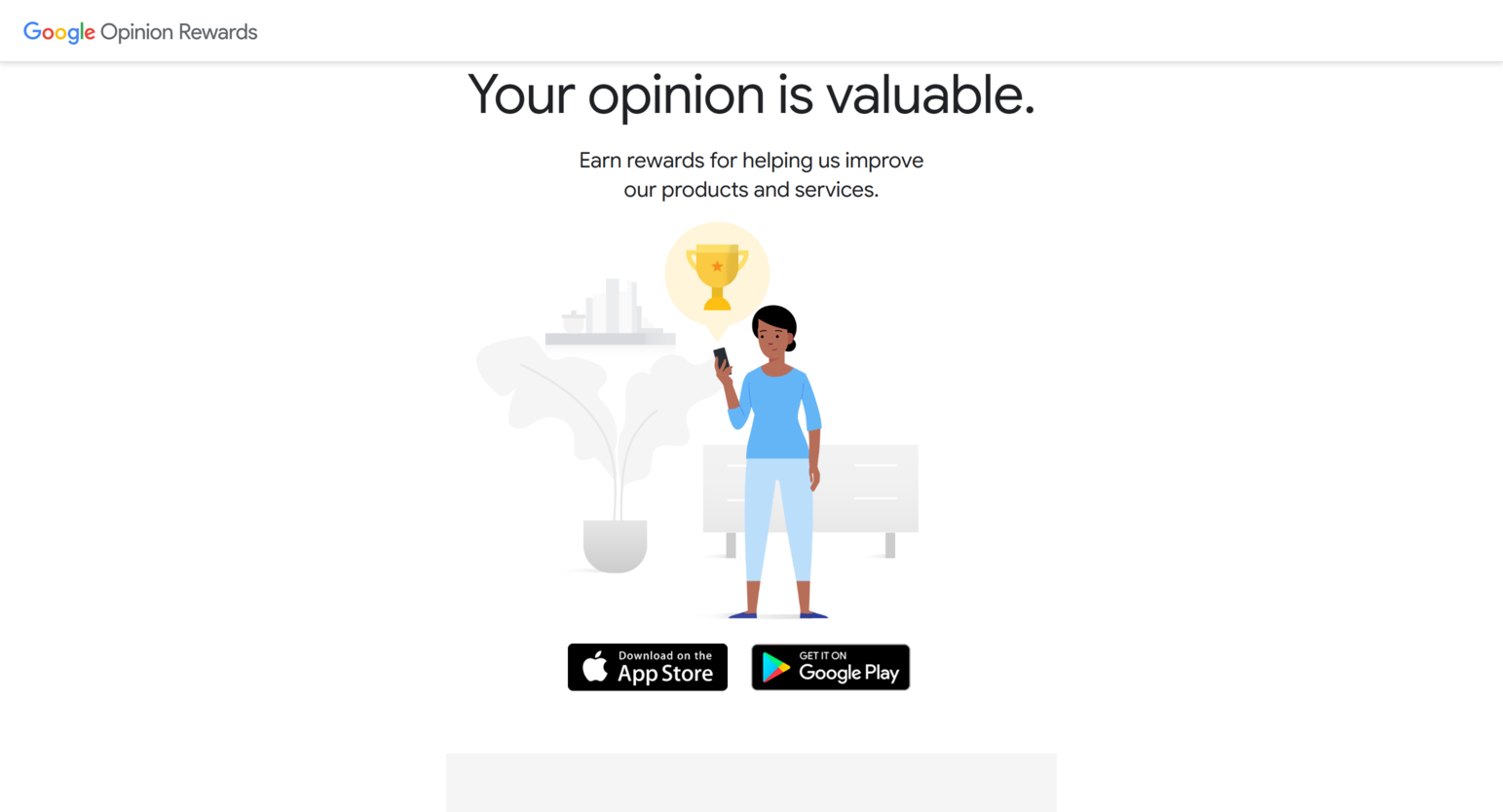 Google Opinion Rewards app interface showing survey opportunities and earning balance