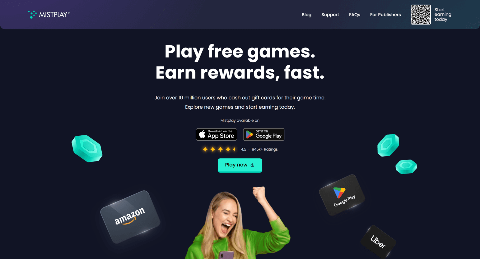 Mistplay homepage showing platform overview and earning opportunities