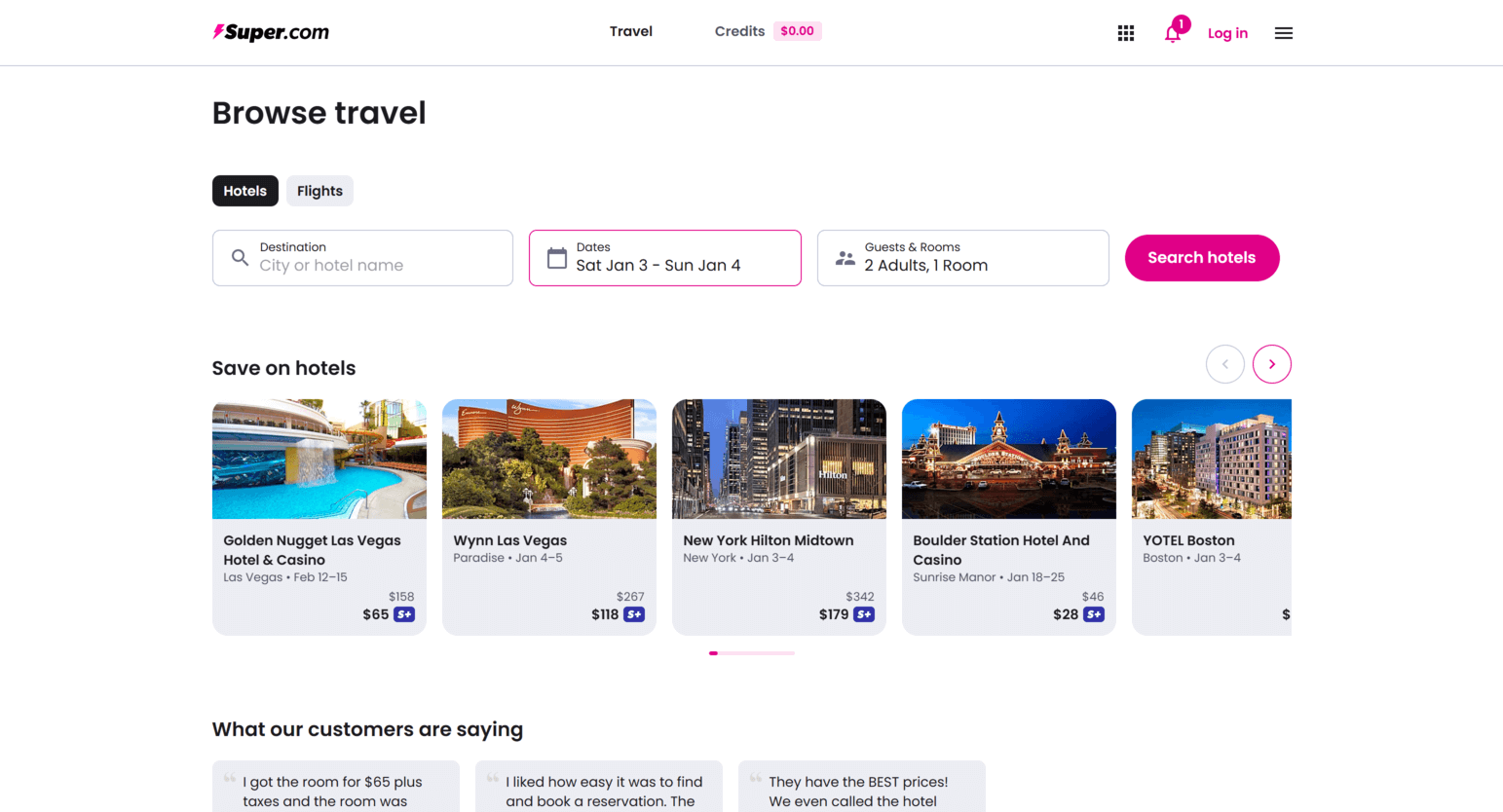 Super.com Startseite mit Plattformübersicht und Verdienstmöglichkeiten